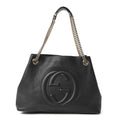 Gucci Pebbled Calfskin Medium Soho Chain Shoulder Bag Black