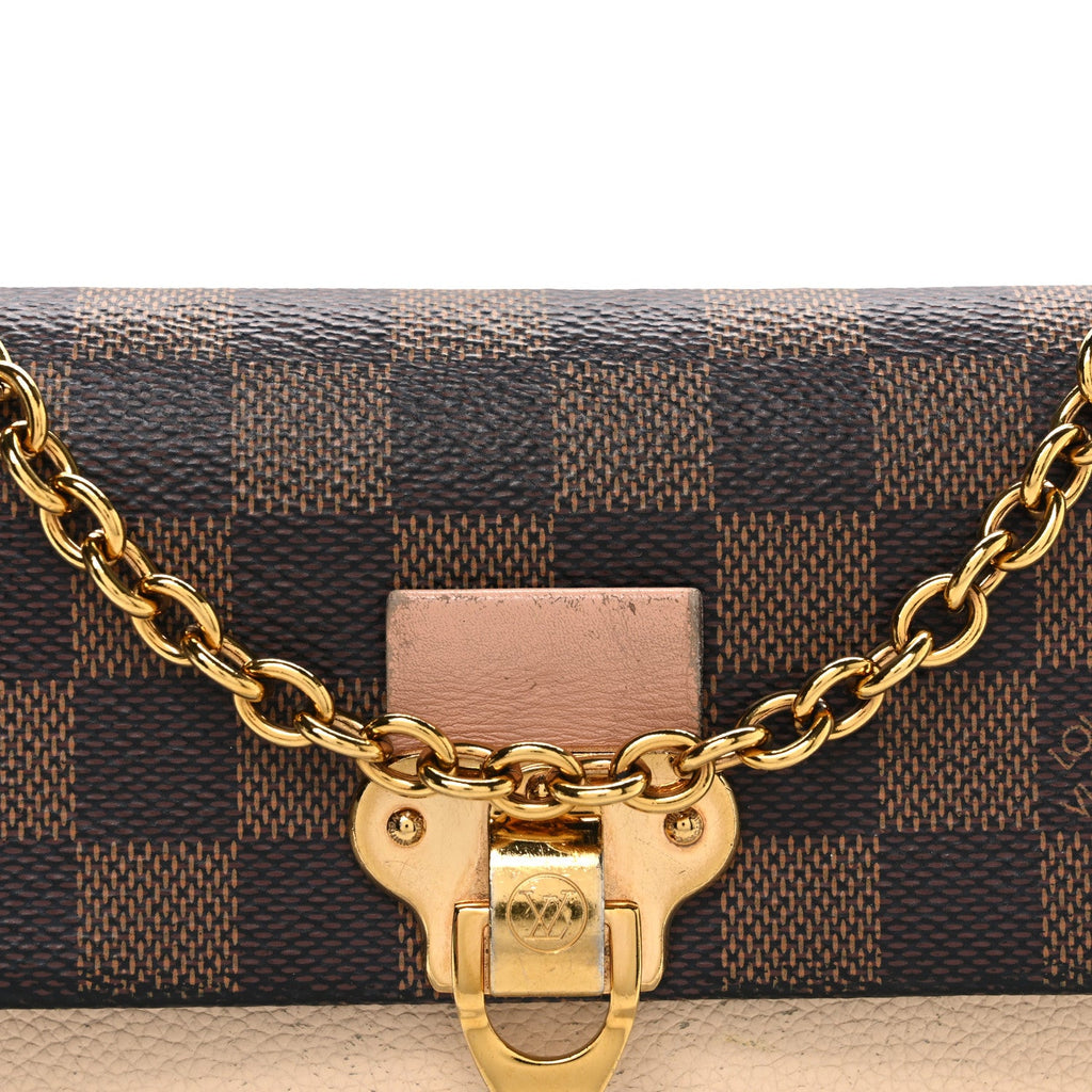 Louis Vuitton Damier Ebene Vavin Chain Wallet Creme