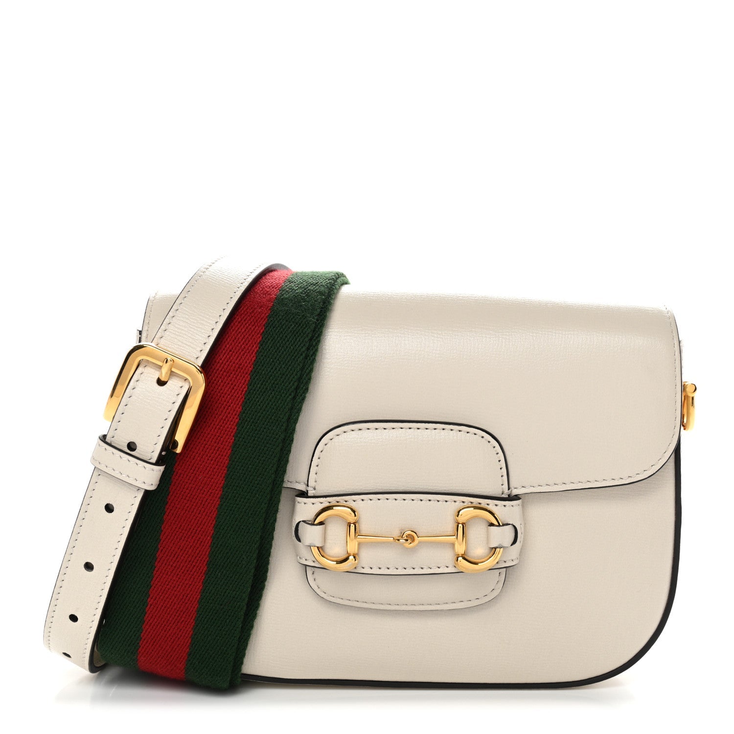 Gucci Azalea Calfskin Web Mini Horsebit 1955 Shoulder Bag Mystic White