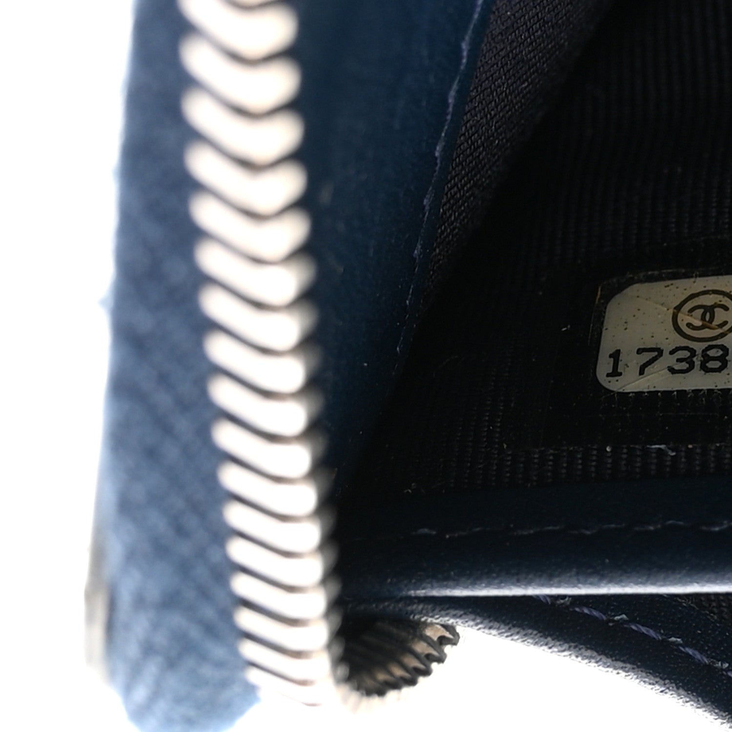 Patent Quilted Zip Around Wallet Dark Blue