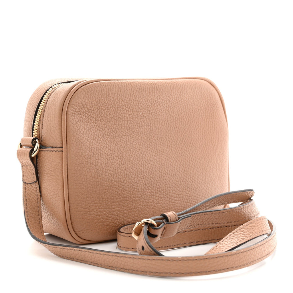 Gucci Pebbled Calfskin Small Soho Disco Bag Camelia