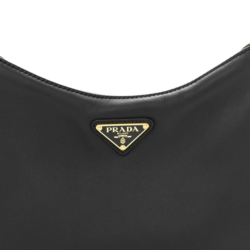 Prada Soft Calfskin Medium Aimee Shoulder Bag Black