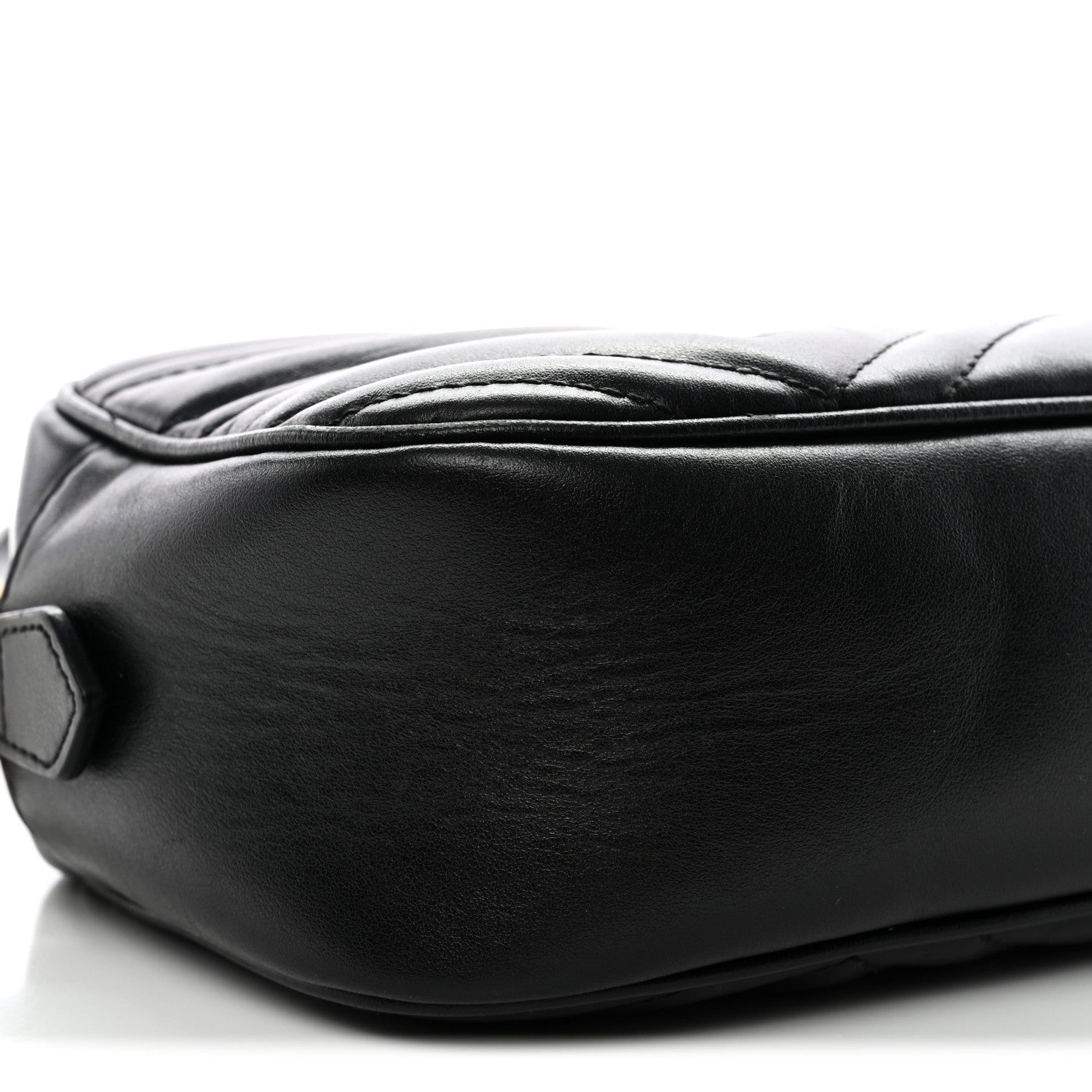 Gucci Calfskin Matelasse Small GG Marmont Chain Shoulder Bag Black