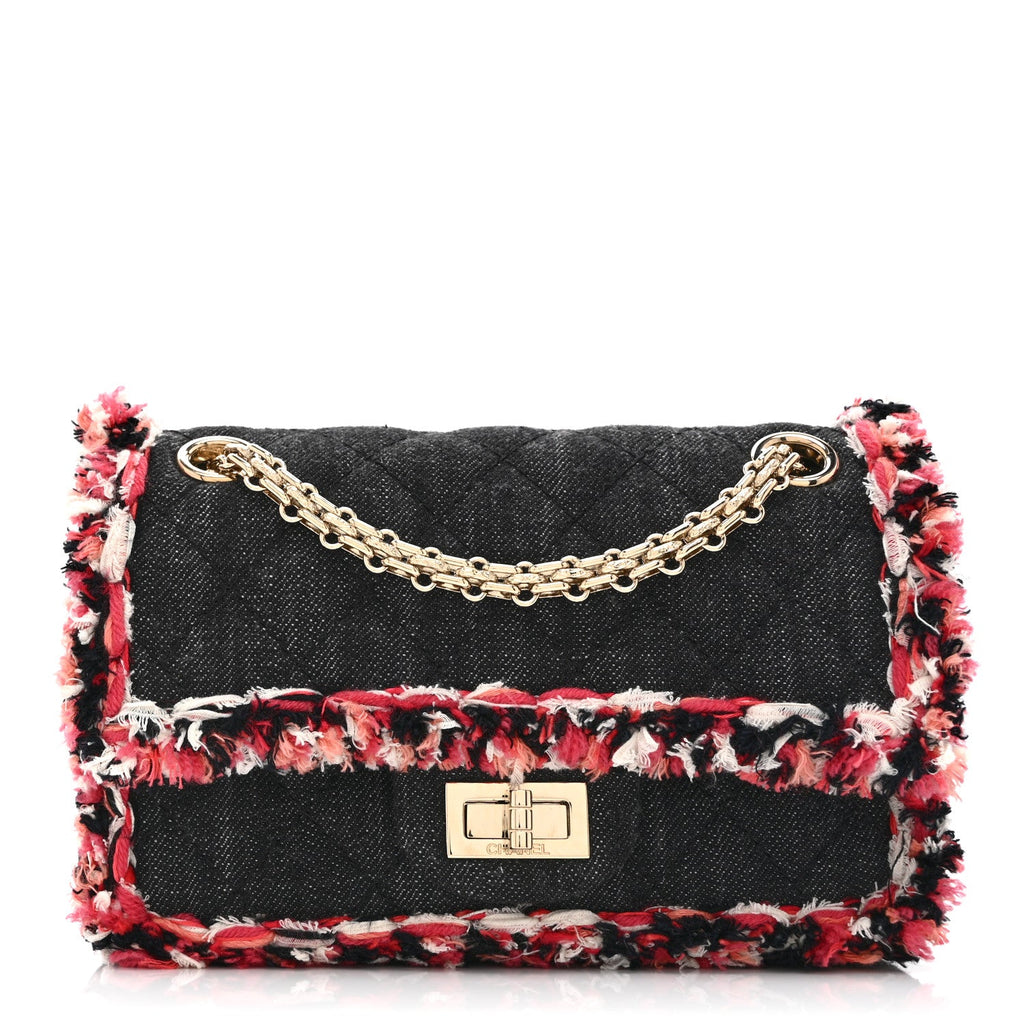 Chanel Denim Tweed 2.55 Reissue 224 Flap  Black