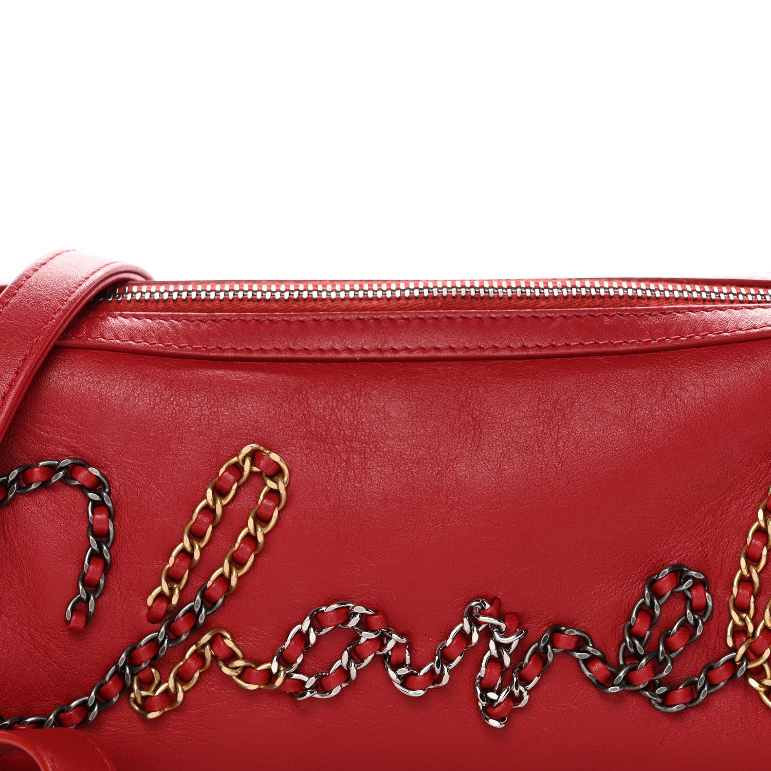 Chanel Calfskin Chain 20s Signature Bowling Bag Red