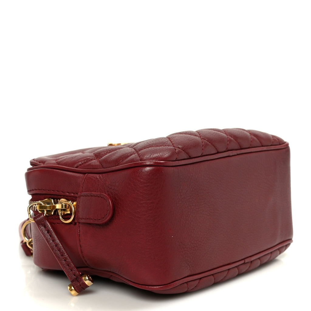 Chanel Calfskin Quilted CC Small Vanity Case Dark Red