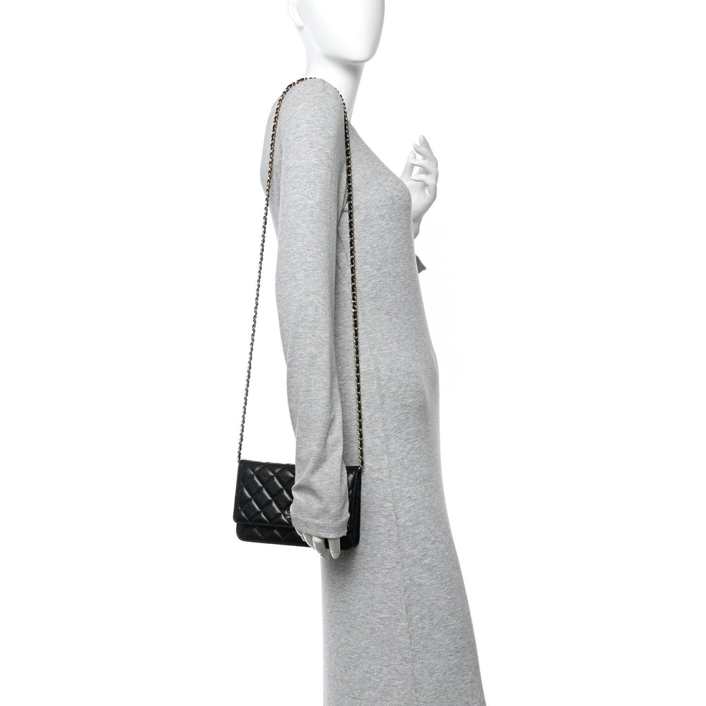 Chanel Caviar Quilted Wallet on Chain WOC Black