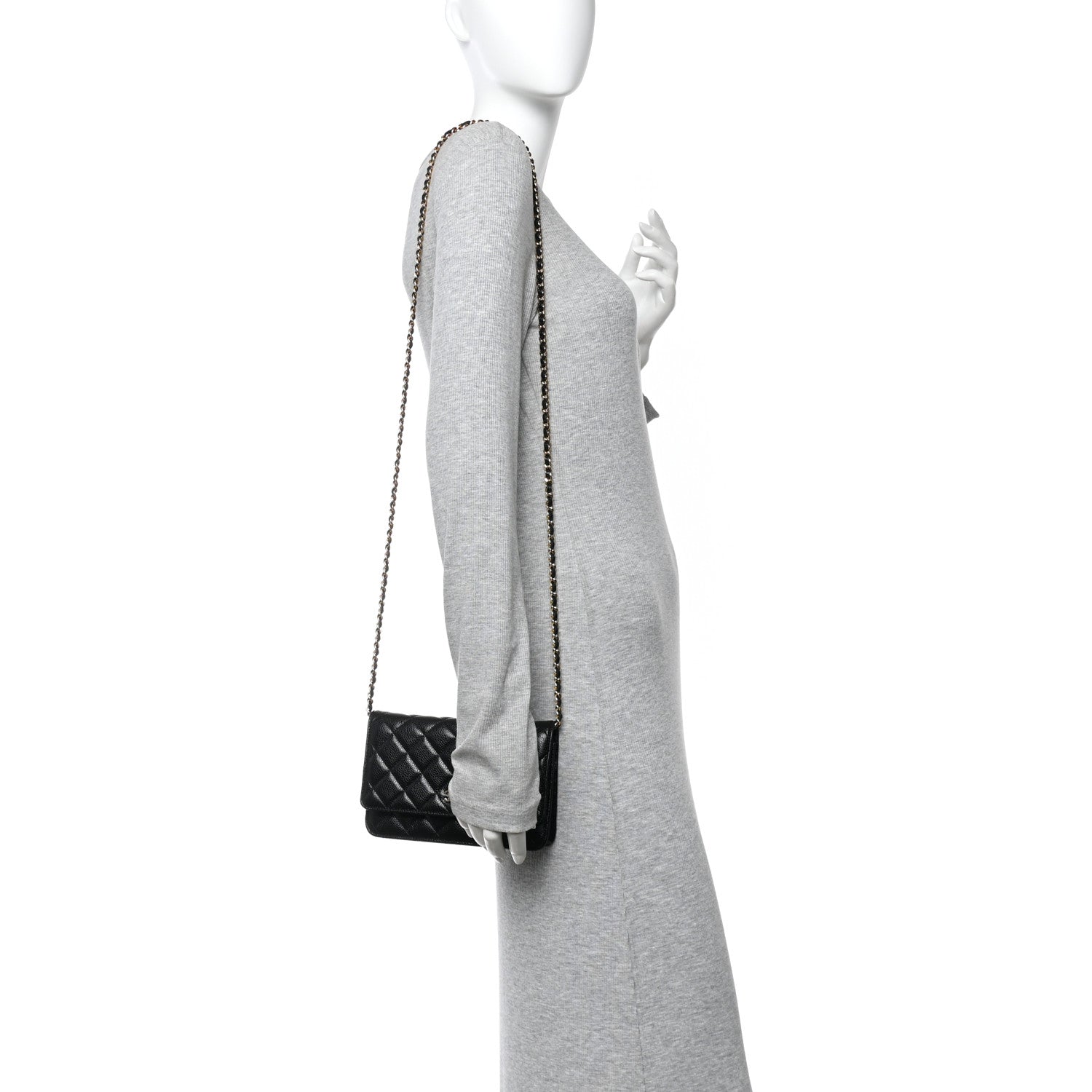 Chanel Caviar Quilted Wallet on Chain WOC Black