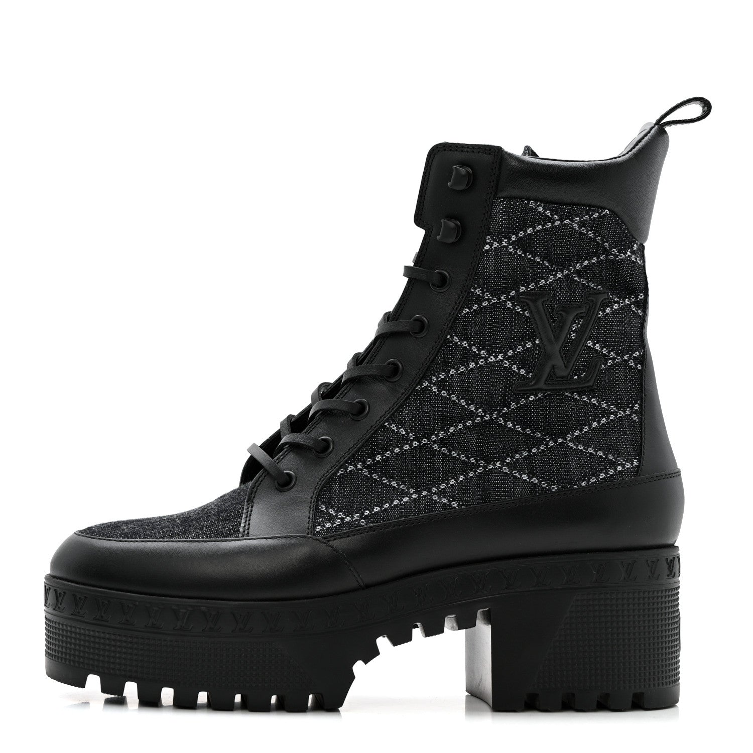 Louis Vuitton Denim Malletage Laureate Platform Desert Boots 39 Dark Blue