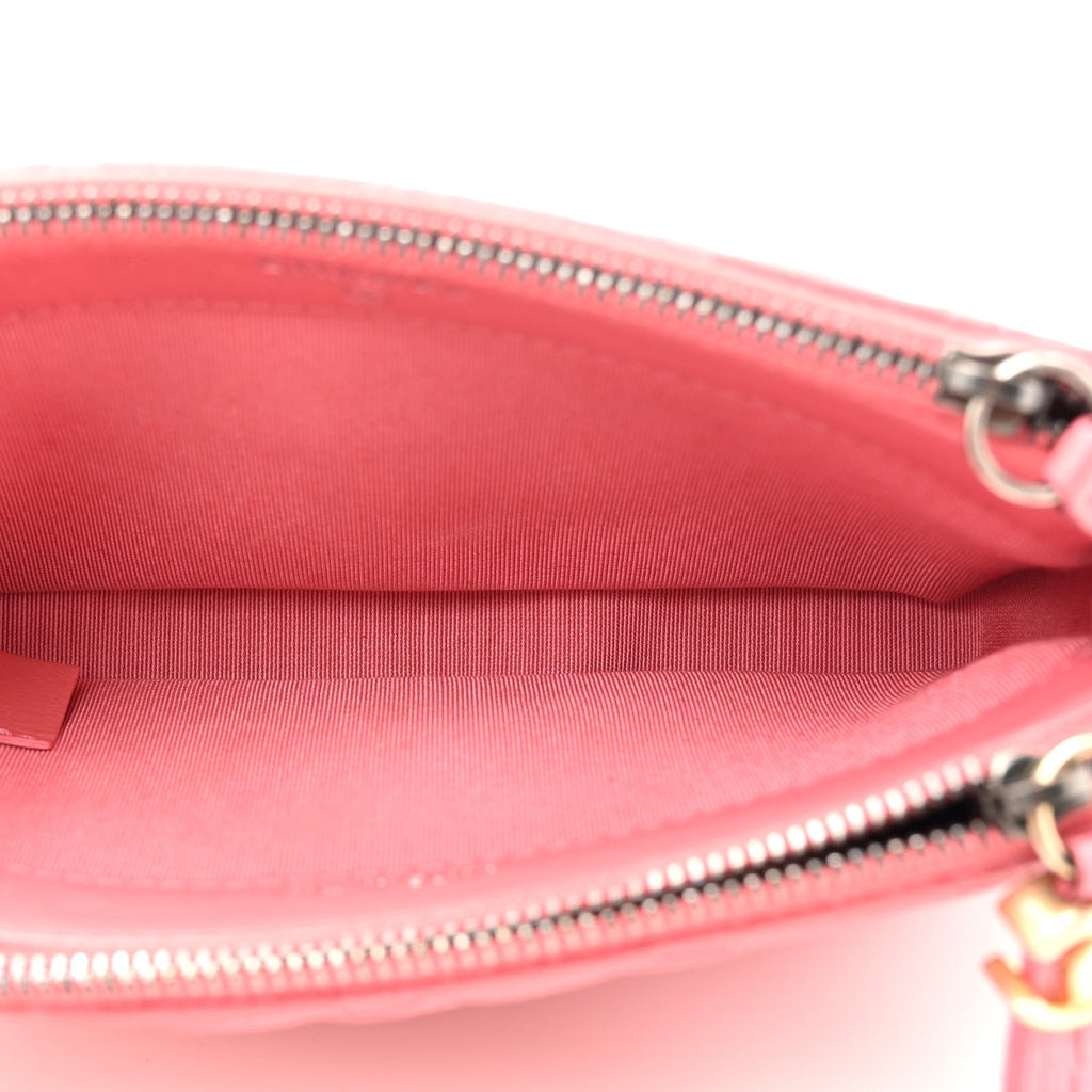 Chanel Aged Calfskin Quilted Small Gabrielle Clutch With Chain Pink