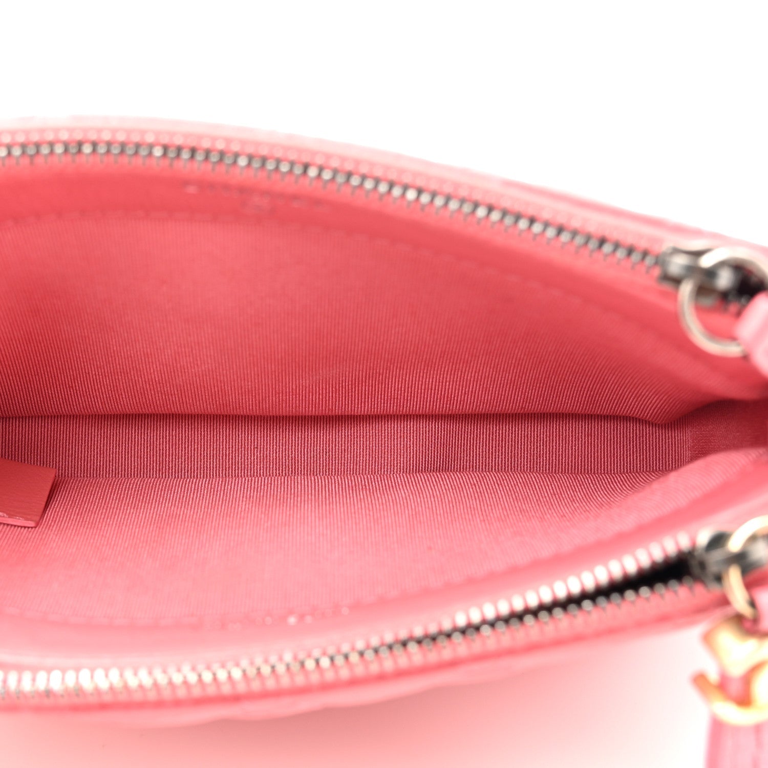 Chanel Aged Calfskin Quilted Small Gabrielle Clutch With Chain Pink