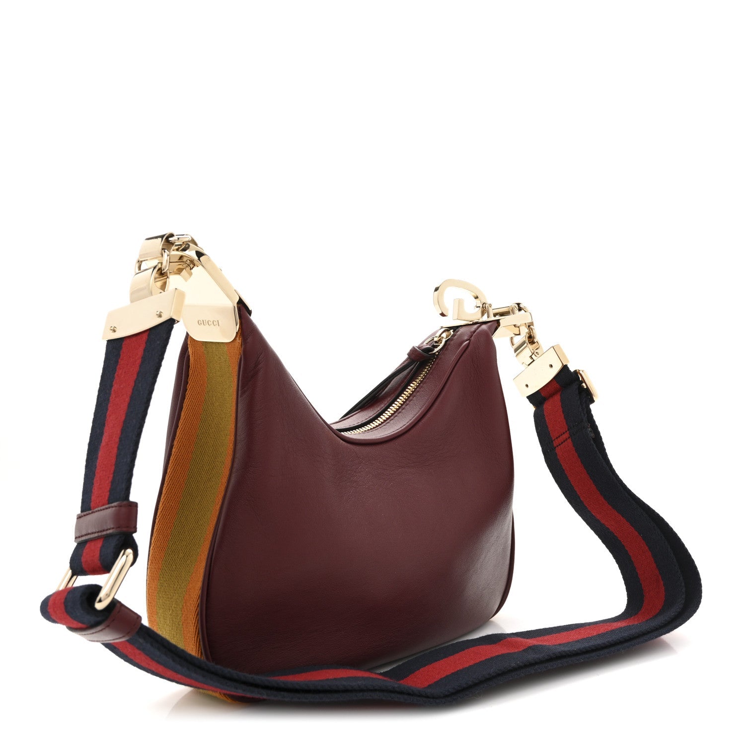 Gucci Aria Calfskin Web Small Attache Shoulder Bag Rosso Ancora
