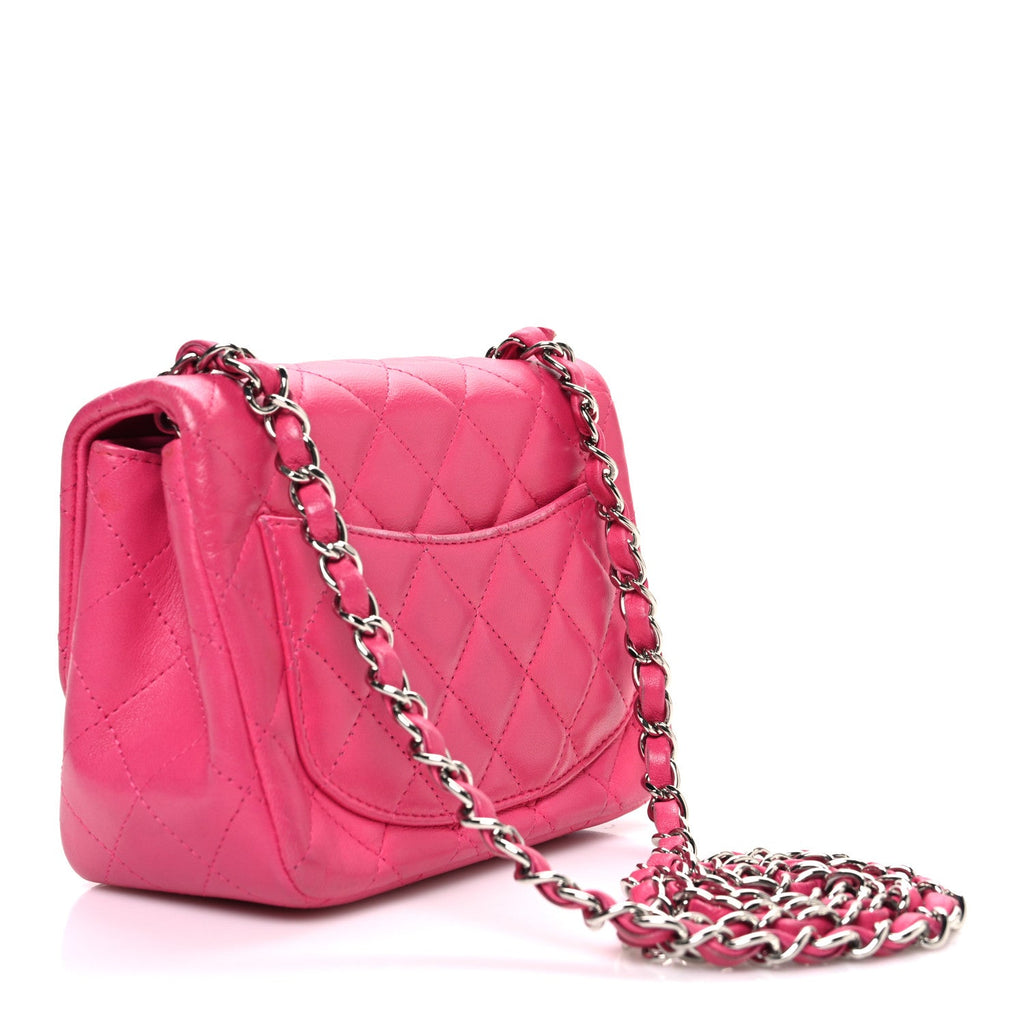 Chanel Lambskin Quilted Mini Square Flap Dark Pink
