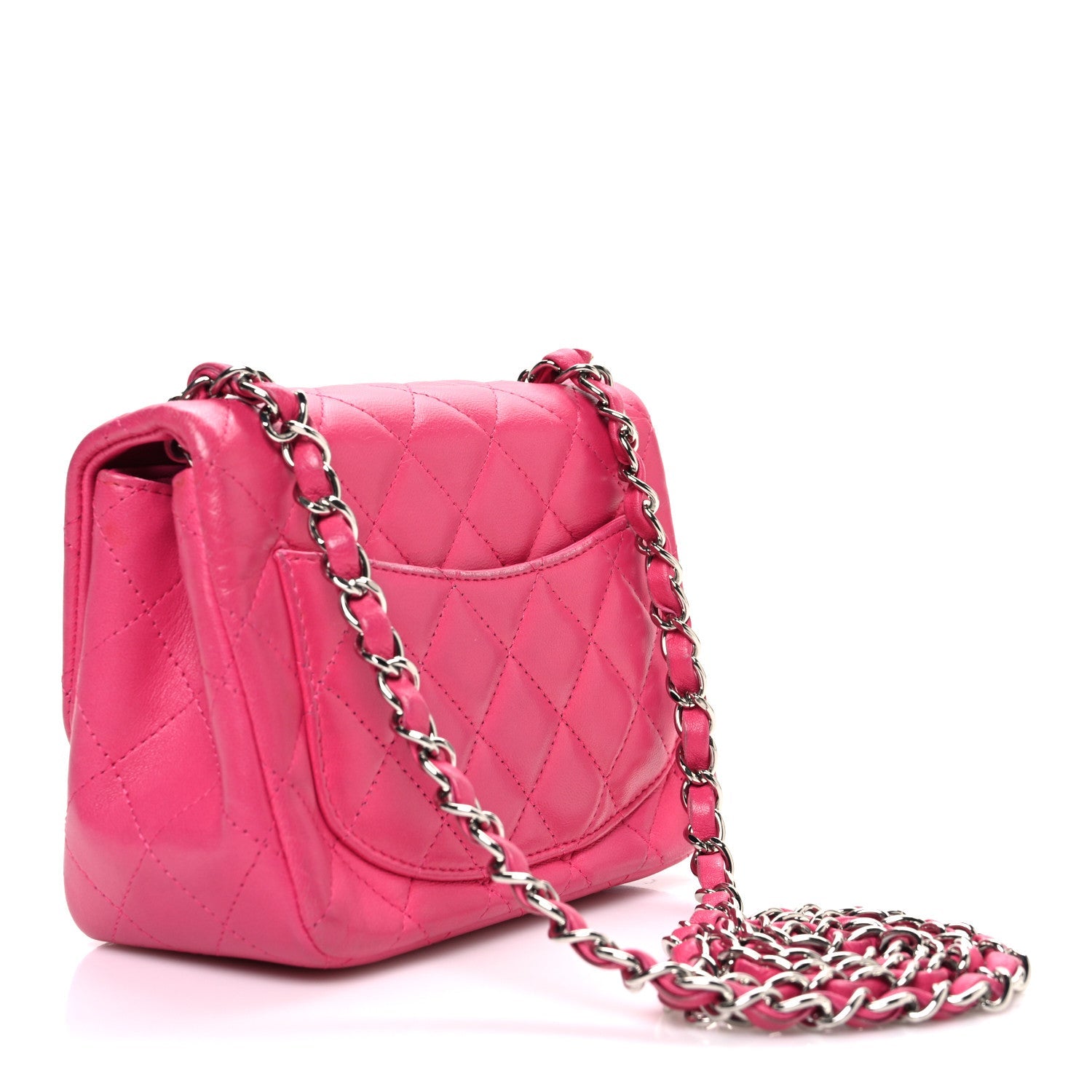 Chanel Lambskin Quilted Mini Square Flap Dark Pink