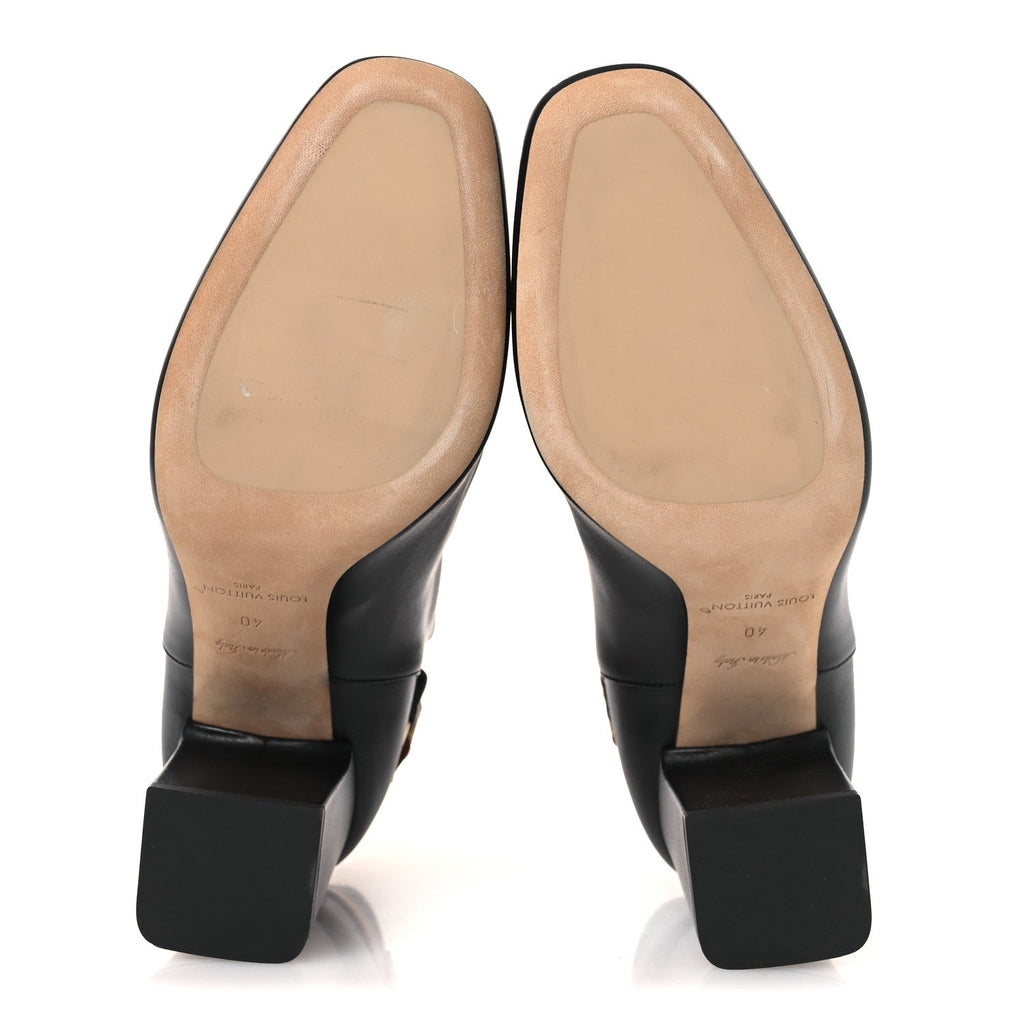 Louis Vuitton Calfskin Belted Parisienne Ankle Boots 40 Black