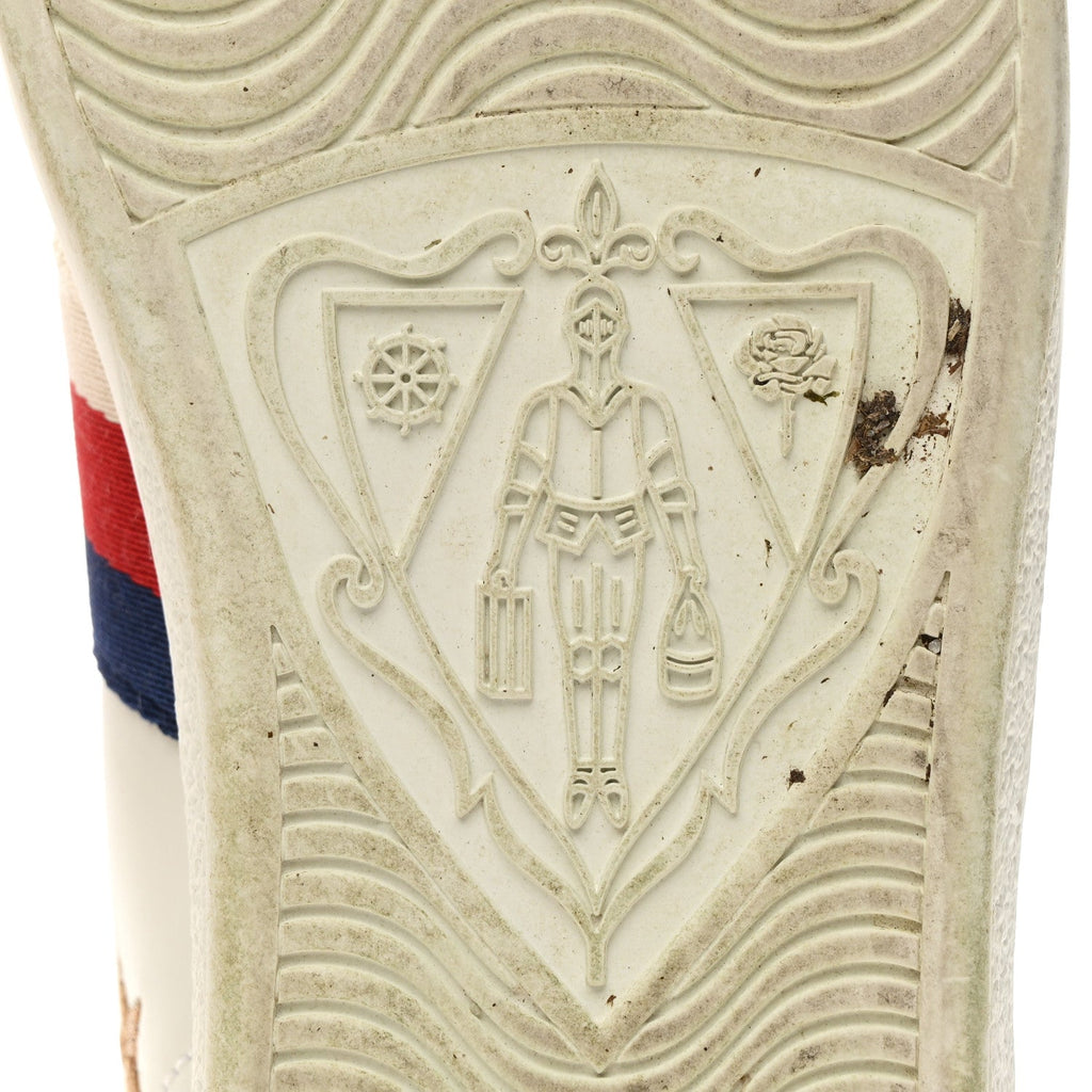 Gucci Calfskin Bee Star Embroidered Sylvie Web Ace Sneakers 37.5 White