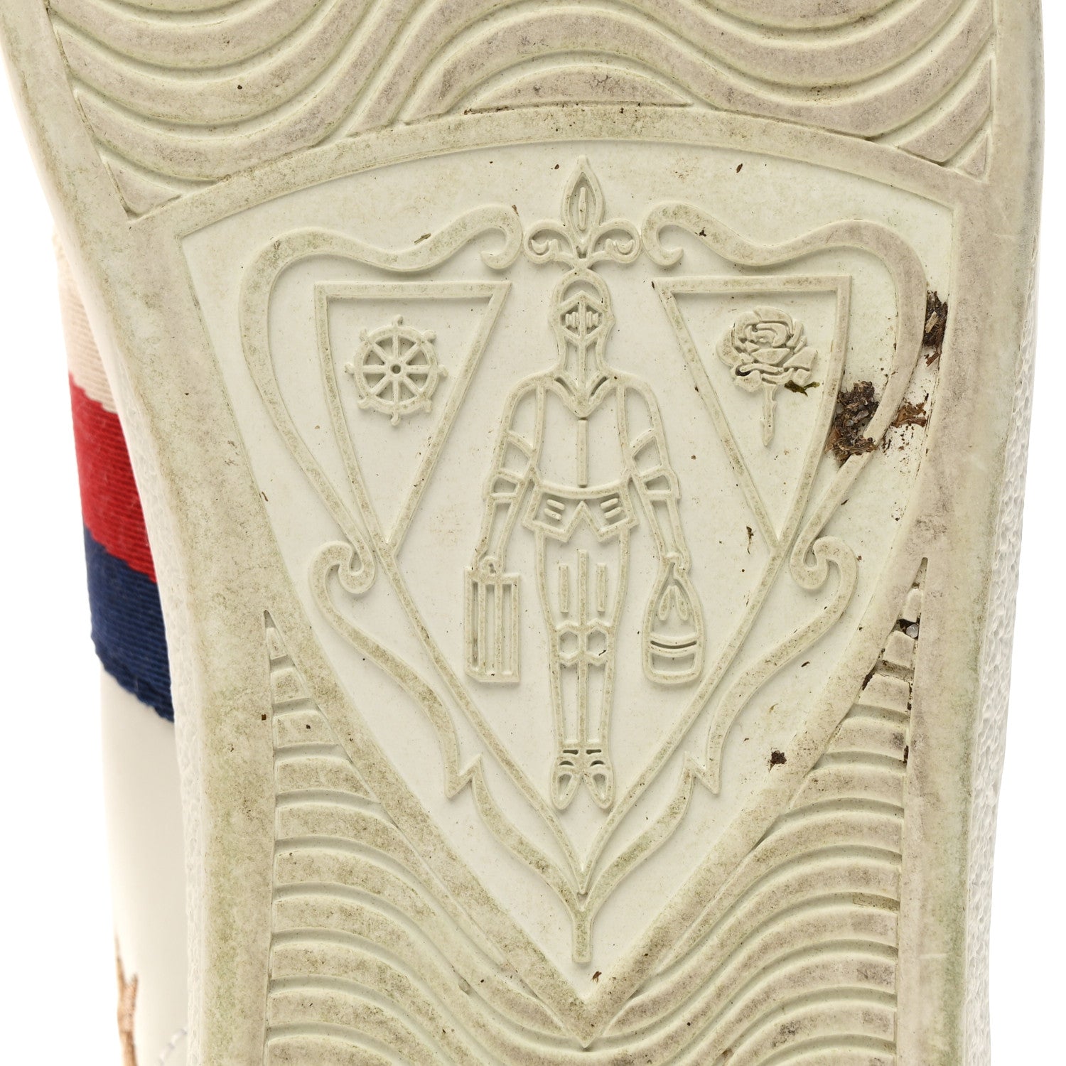 Gucci Calfskin Bee Star Embroidered Sylvie Web Ace Sneakers 37.5 White