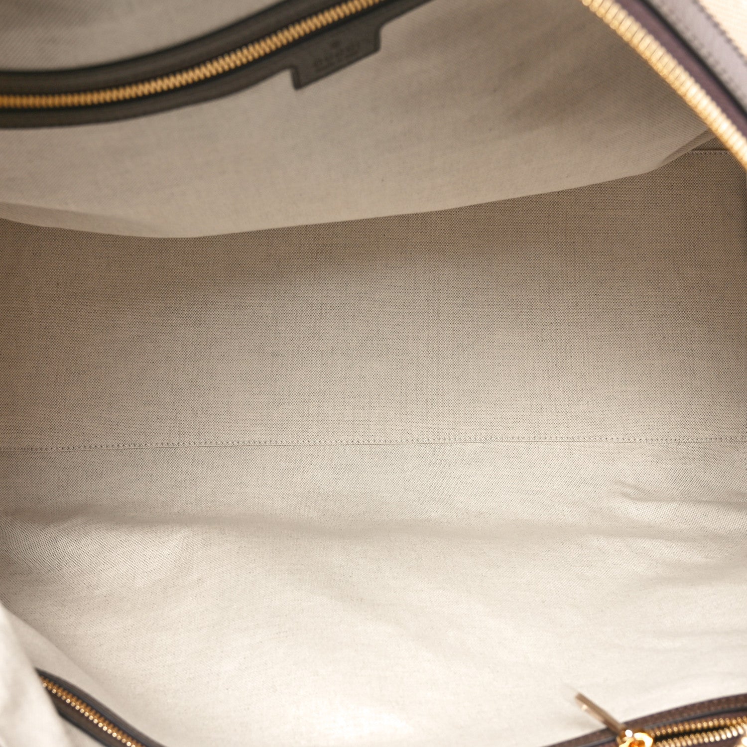 Gucci Monogram Jumbo GG Textured Dollar Calfskin Web Large Duffle Bag Camel Ebony