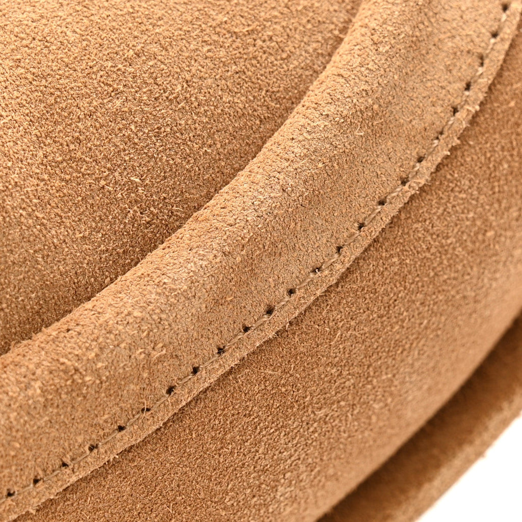 Chanel Suede Calfskin CC Loafers 38.5 Dark Beige