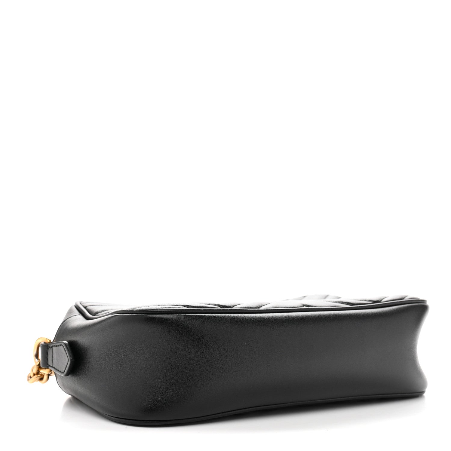 Gucci Calfskin Matelasse Small GG Marmont Chain Shoulder Bag Black