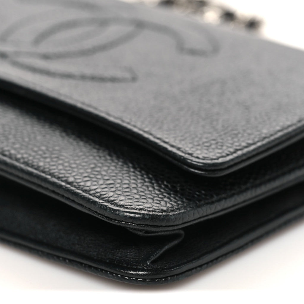 Chanel Caviar Timeless CC Wallet On Chain WOC Black