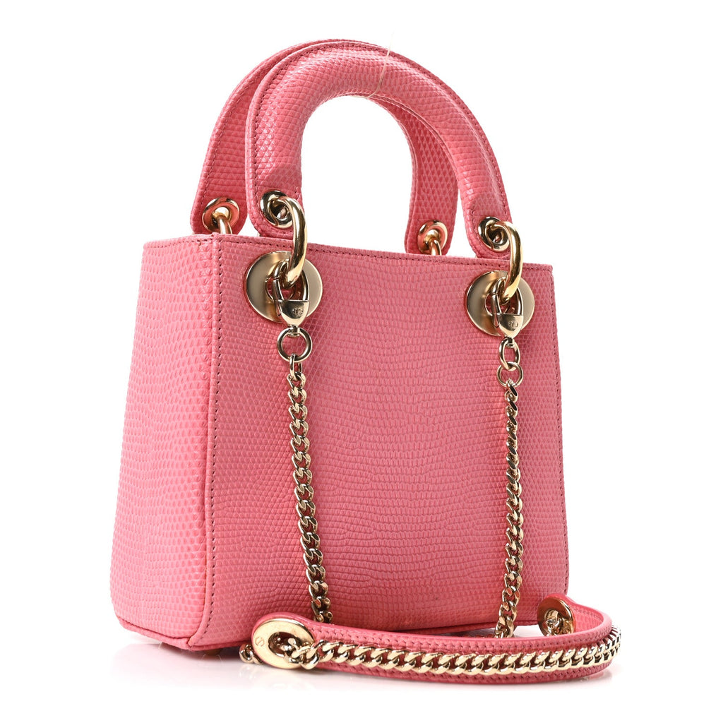 Christian Dior Lizard Mini Lady Dior Pink