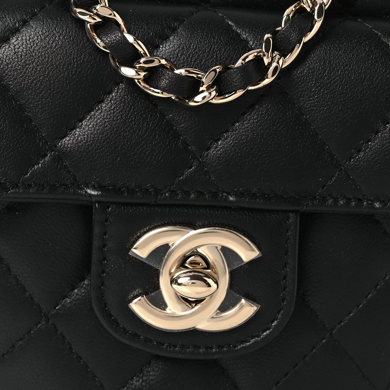 Chanel Lambskin Quilted CC In Love Heart Clutch With Chain Black