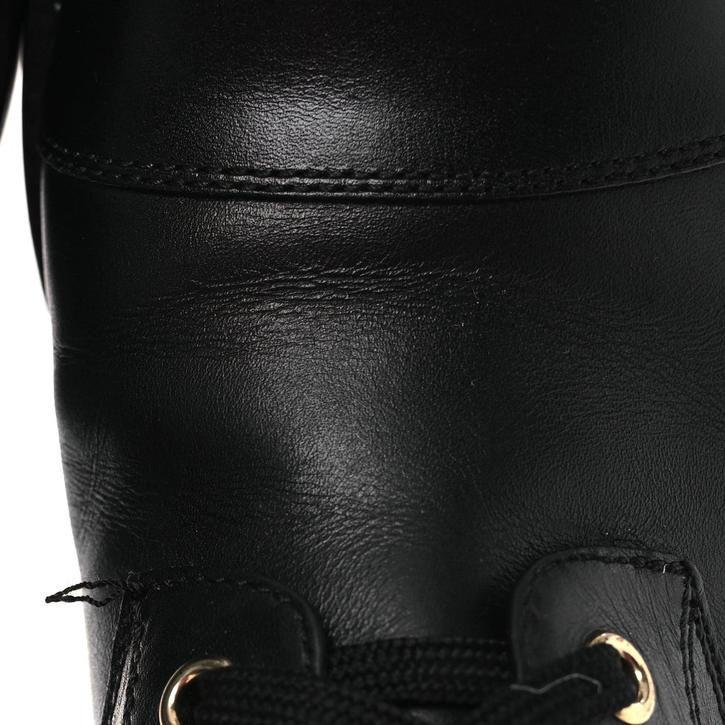 Louis Vuitton Calfskin Flat Ranger Boots 36.5 Black