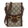 Gucci GG Supreme Monogram Mini Horsebit 1955 Crossbody Bag Beige Brown Sugar
