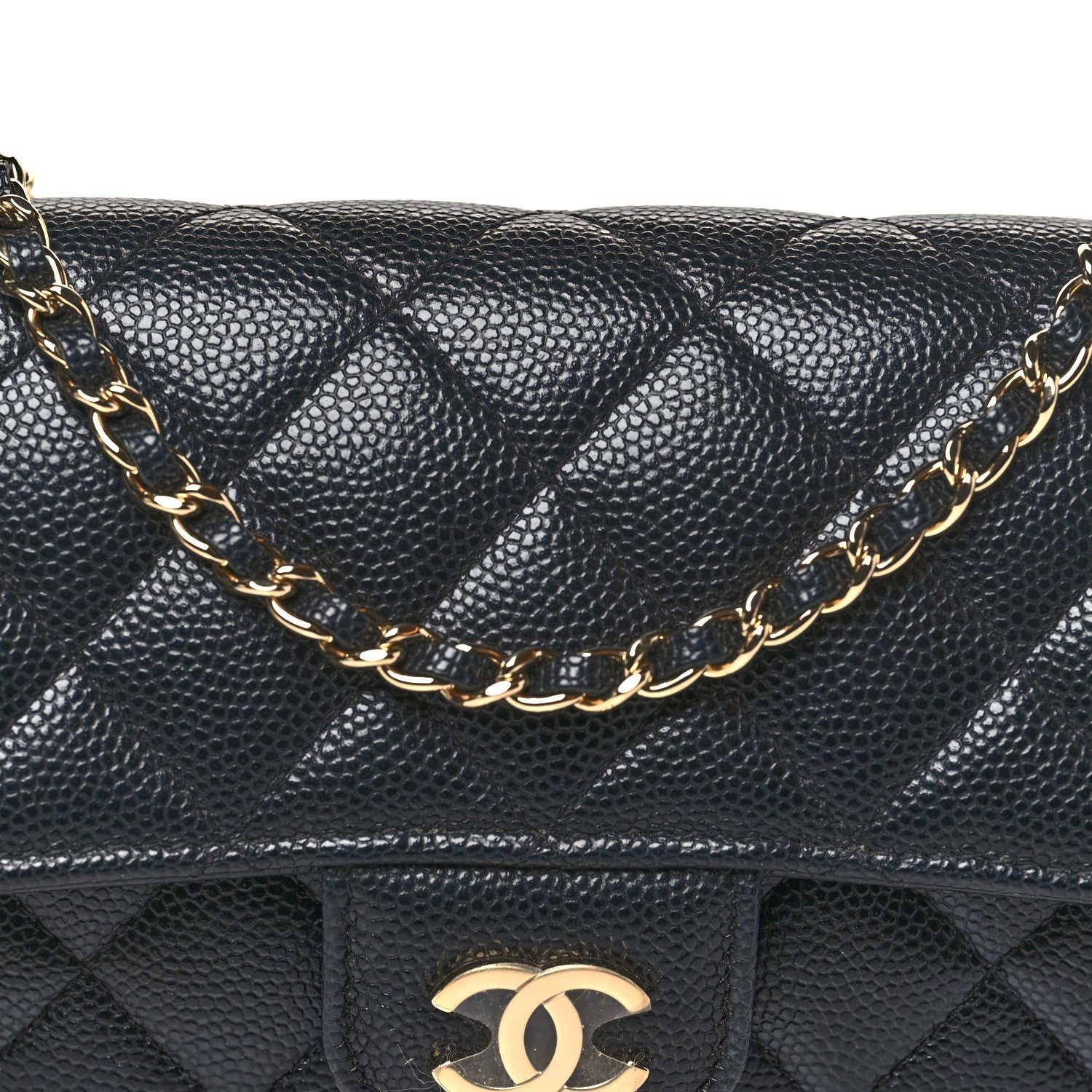 Chanel Caviar Quilted Glasses Case With Chain Black