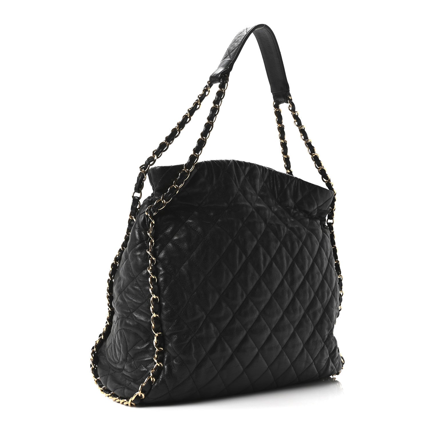 Chanel Calfskin Quilted Large Chain Me Hobo Black