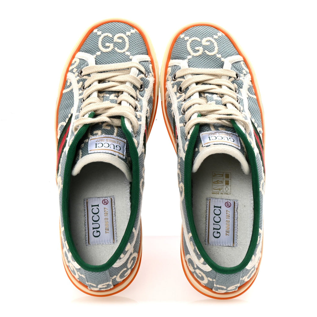 Gucci Cotton GG Monogram Web Womens 1977 Tennis Sneakers 37 Philod Ivory Mystic White