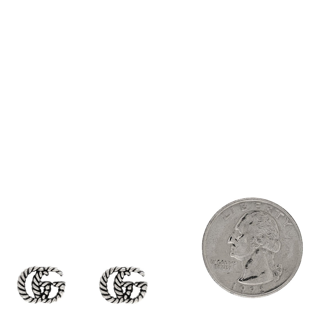 Gucci Sterling Silver Torchon Double G Earrings