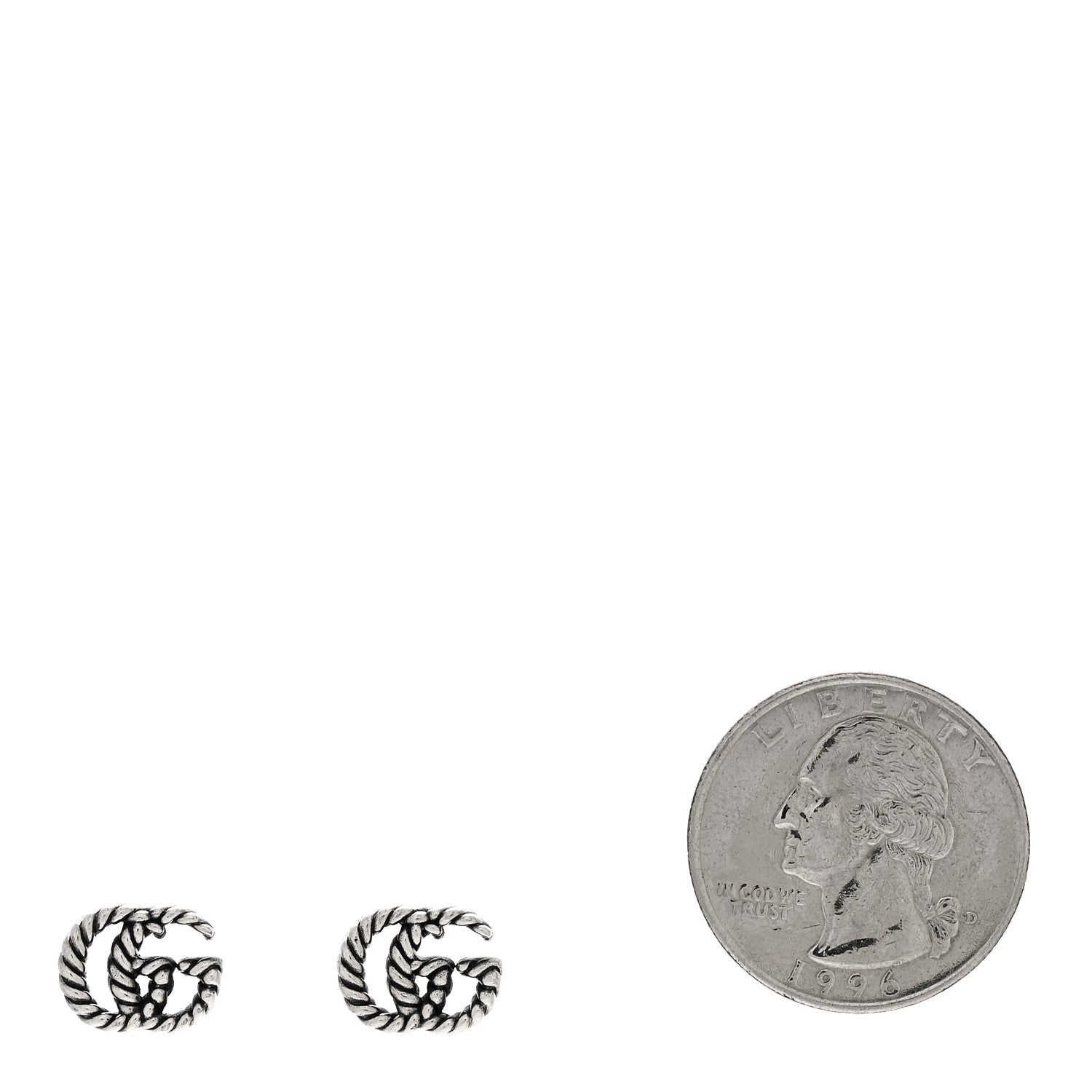 Gucci Sterling Silver Torchon Double G Earrings