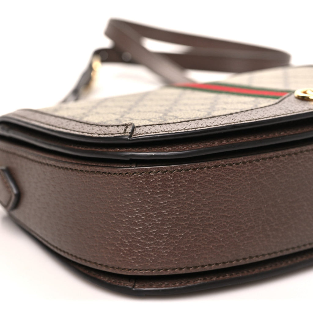 Gucci GG Supreme Monogram Web Small Ophidia Flap Messenger Bag Brown