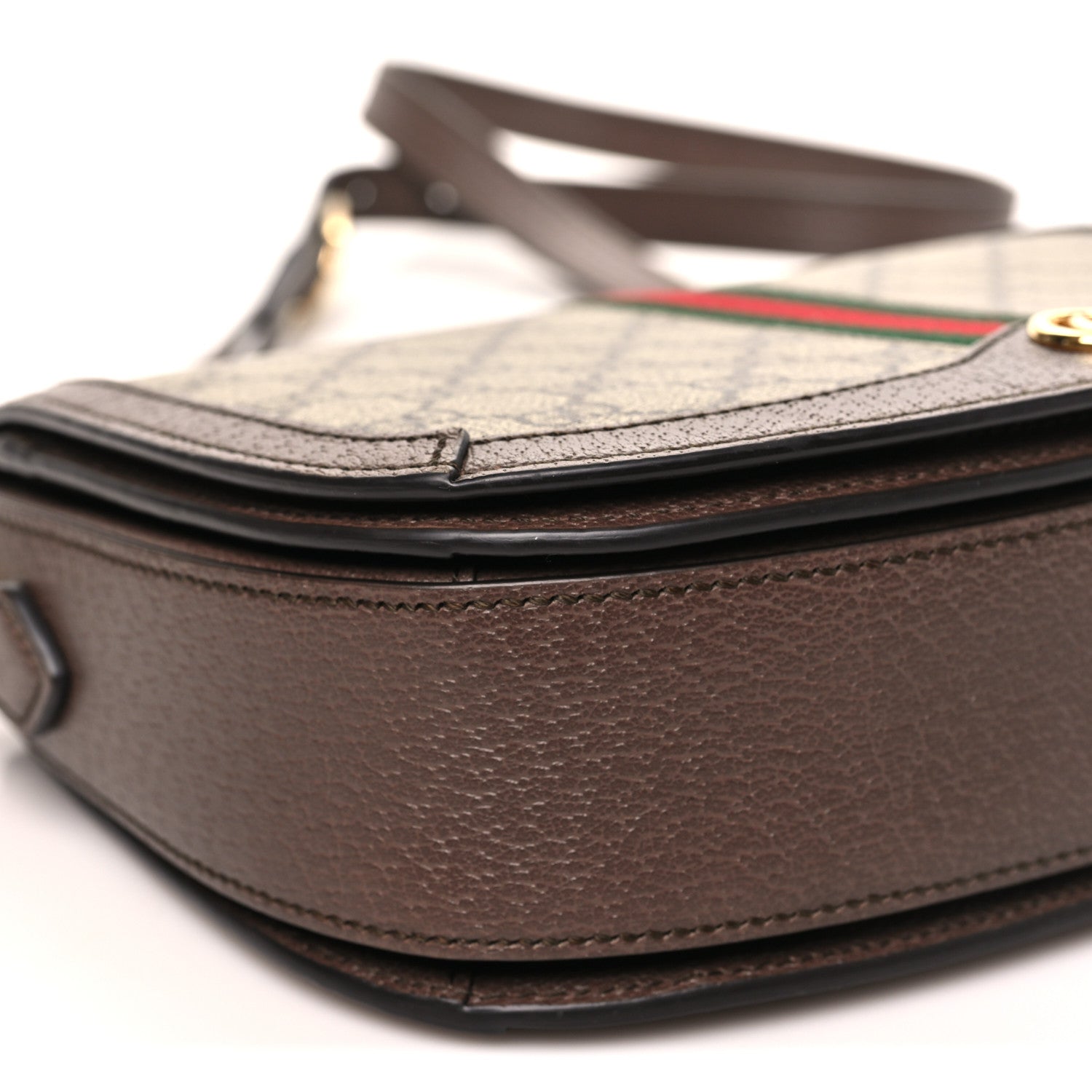 Gucci GG Supreme Monogram Web Small Ophidia Flap Messenger Bag Brown