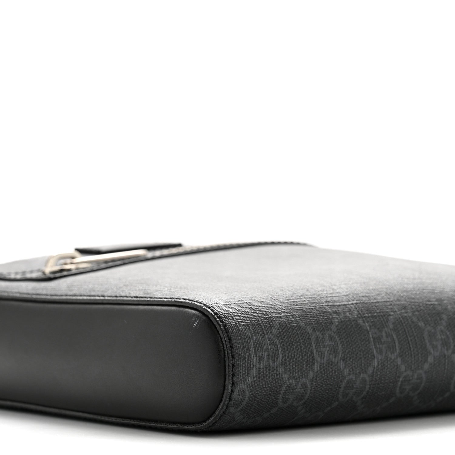 Gucci GG Supreme Monogram Web Small Flat Messenger Bag Black Grey