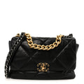 Chanel Goatskin Quilted Large Chanel 19 Flap Black