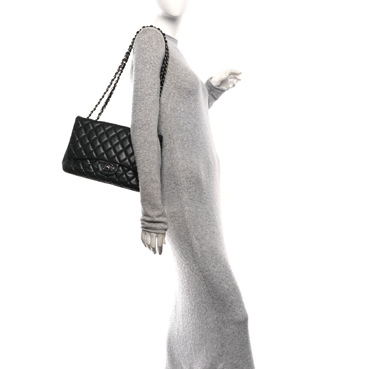 Chanel Lambskin Quilted Jumbo Single Flap Black