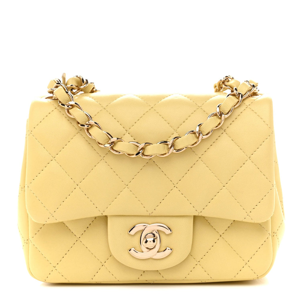 Chanel Lambskin Quilted Mini Square Flap Light Yellow