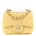 Chanel Lambskin Quilted Mini Square Flap Light Yellow
