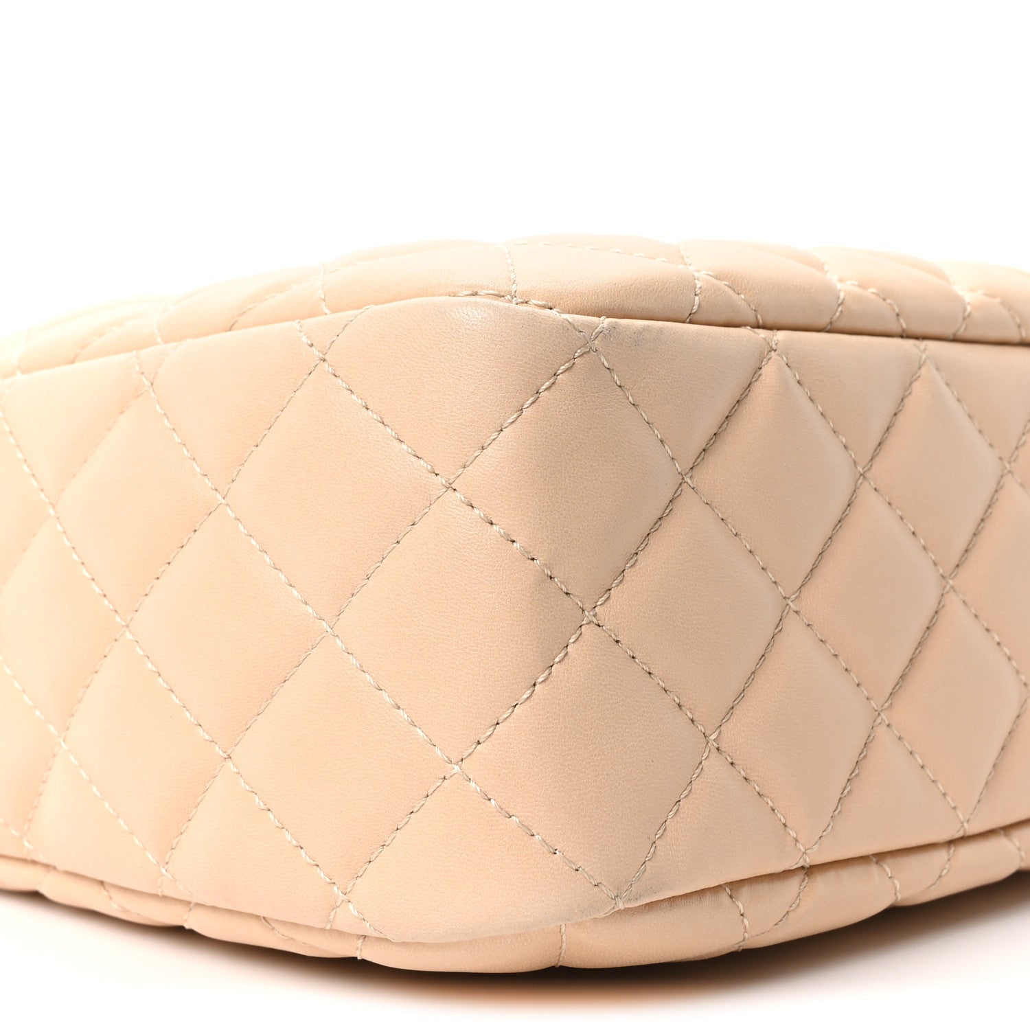 Chanel Shiny Lambskin Quilted Medium Camera Case Beige
