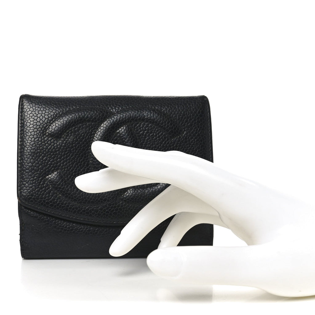 Caviar Timeless CC Compact French Wallet Black