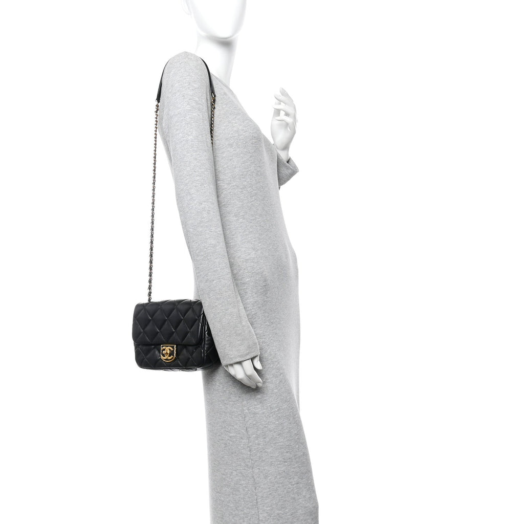 Chanel Lambskin Quilted Mini Flap Black