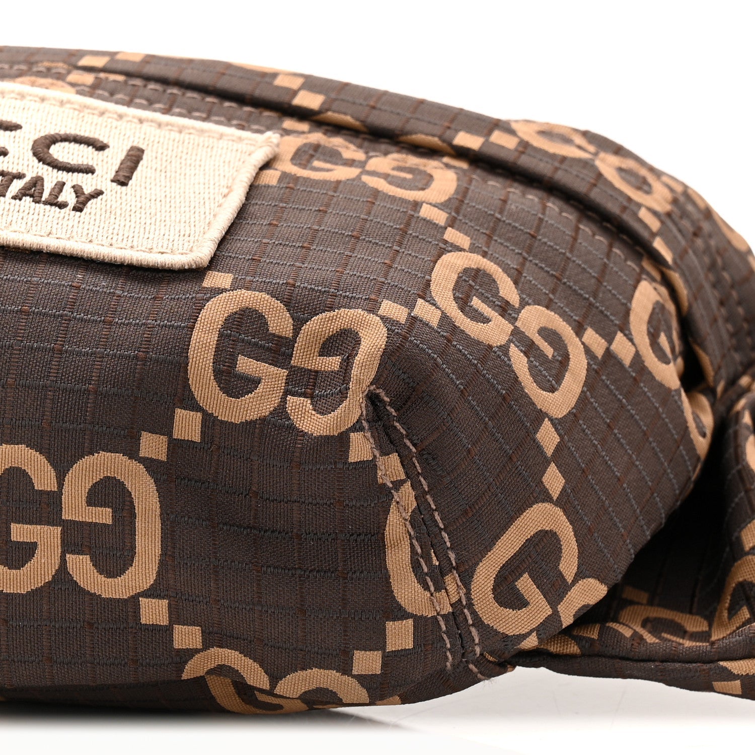 Gucci Recycled Polyester Monogram Jumbo GG Belt Bag Ebony Beige