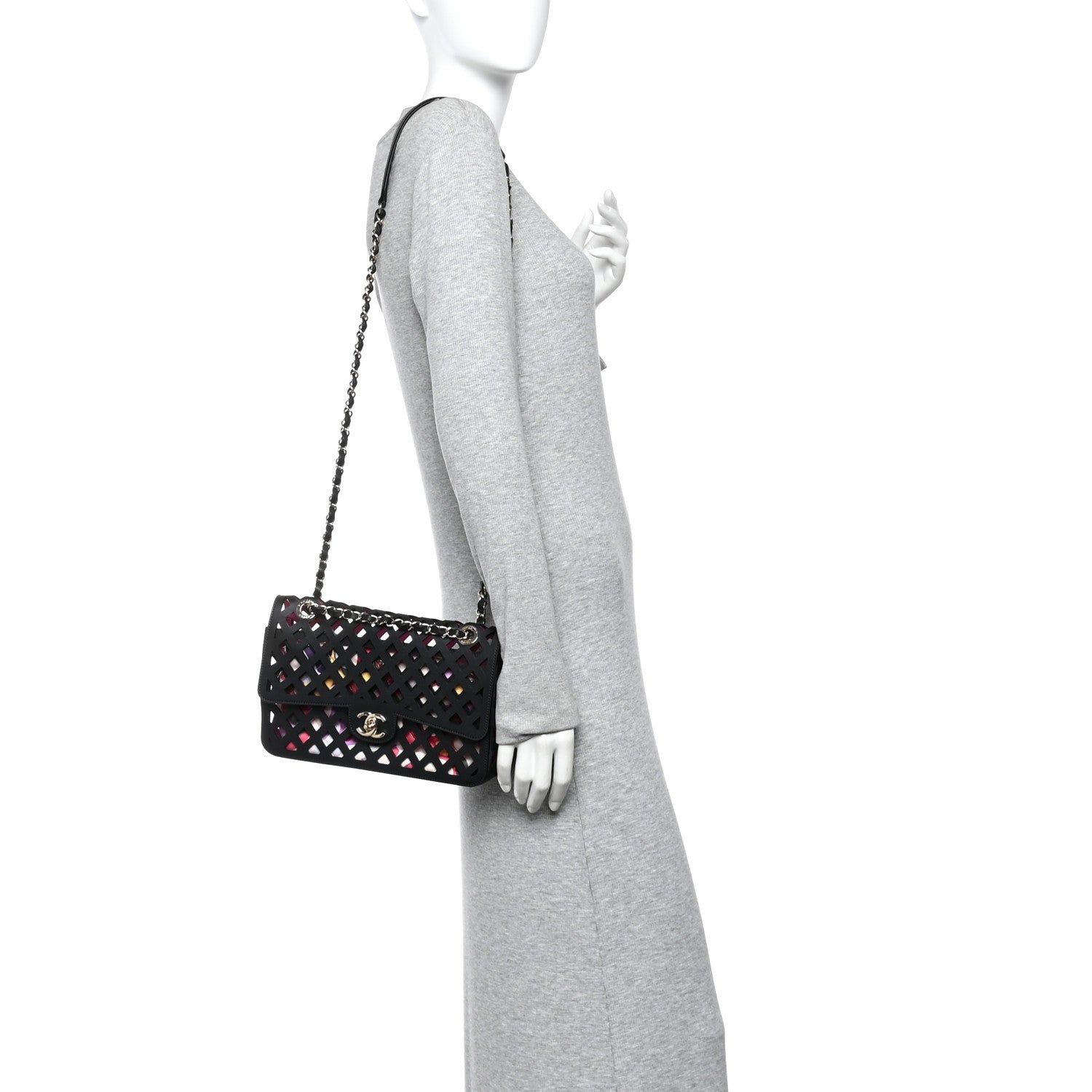 Chanel Lambskin Sea Through Flap Black Multicolor
