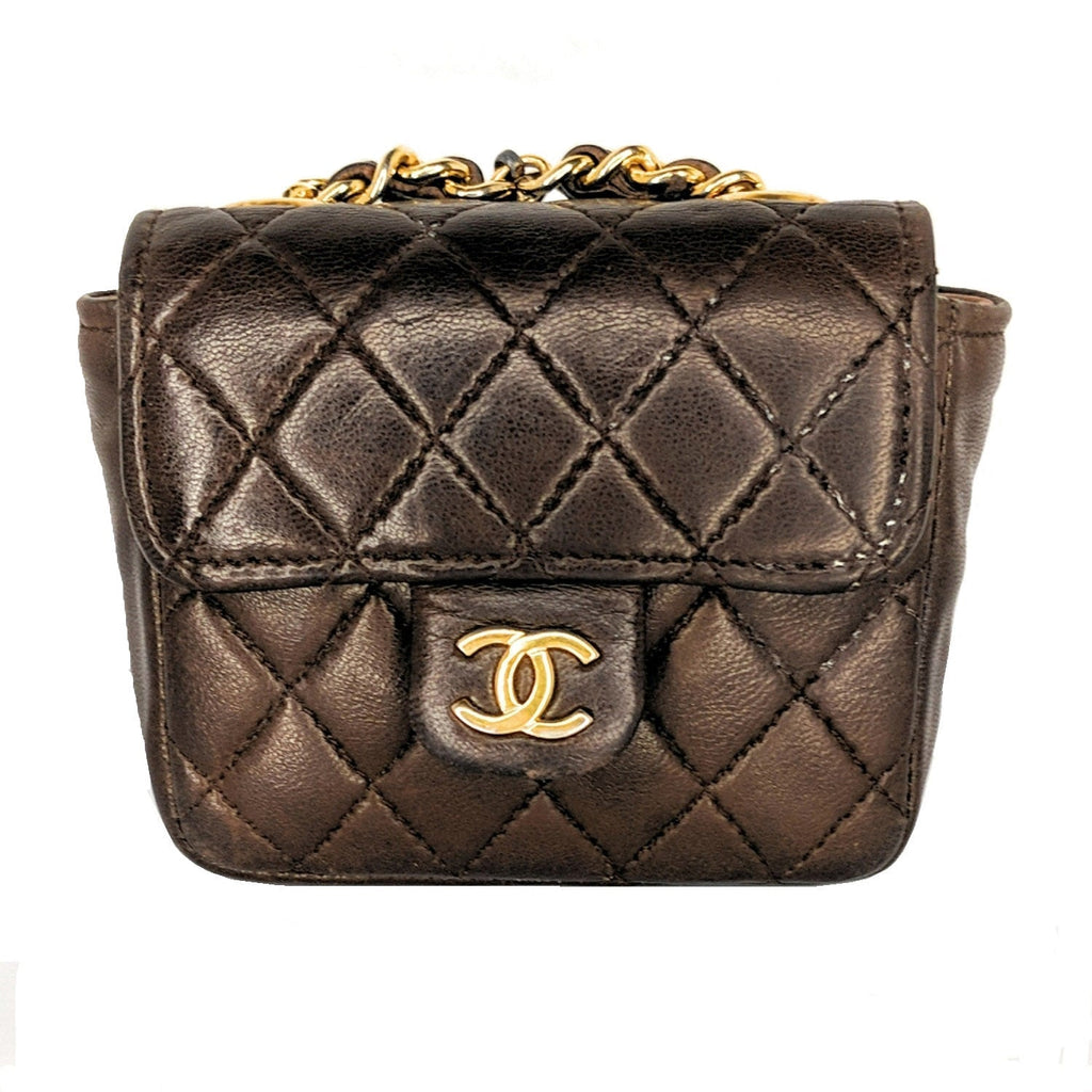Chanel Vintage Brown Quilted Micro Belt Bag