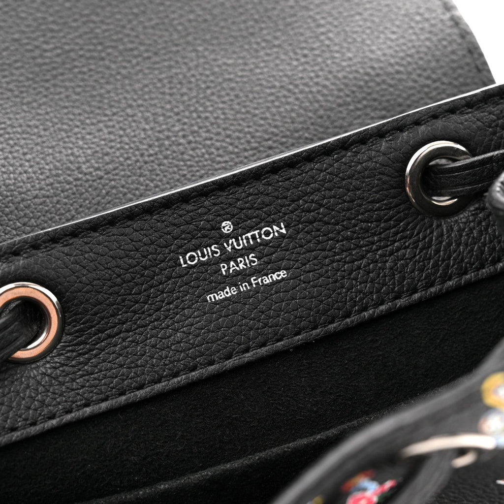 Louis Vuitton Calfskin Flower Lockme Mini Backpack Black Multicolor