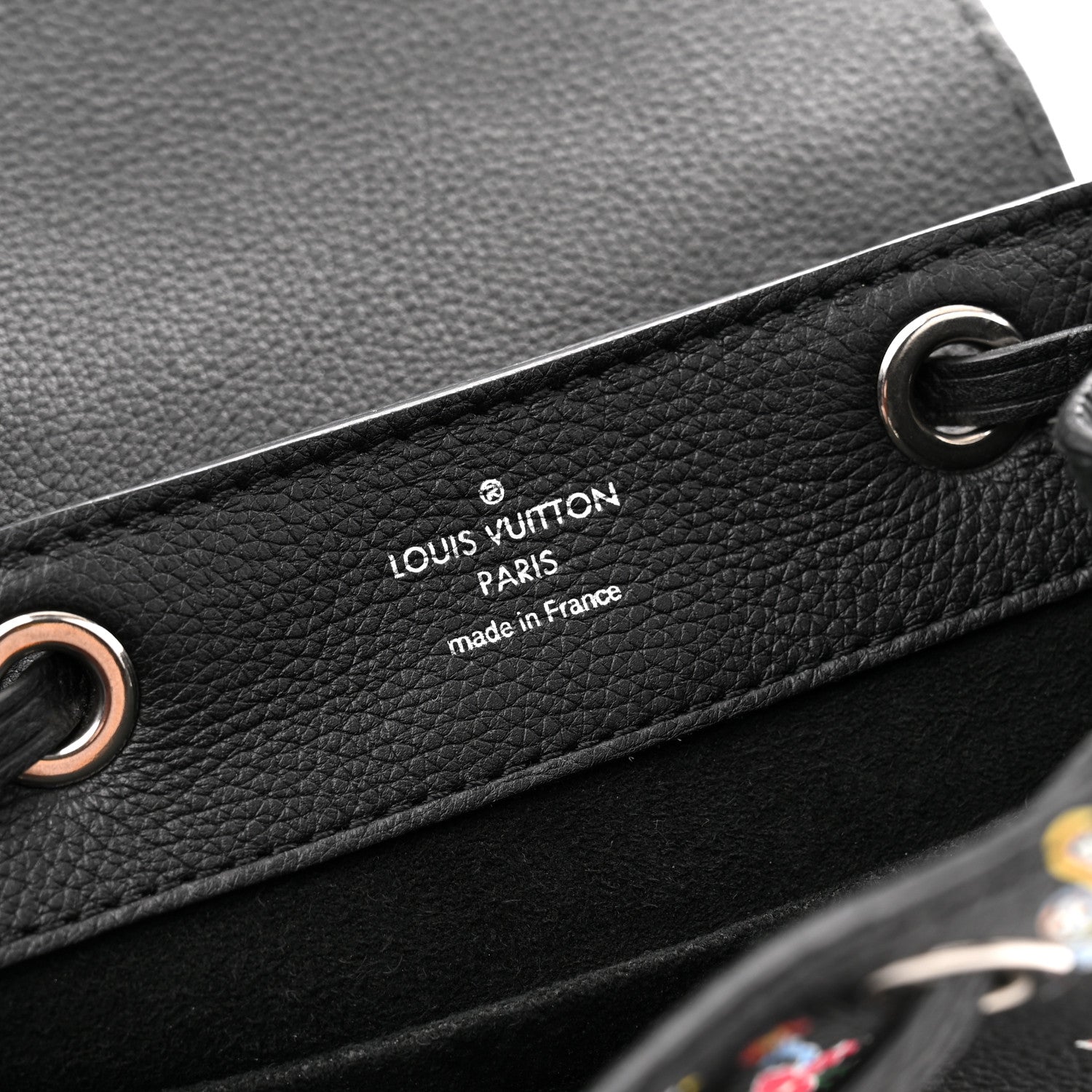 Louis Vuitton Calfskin Flower Lockme Mini Backpack Black Multicolor