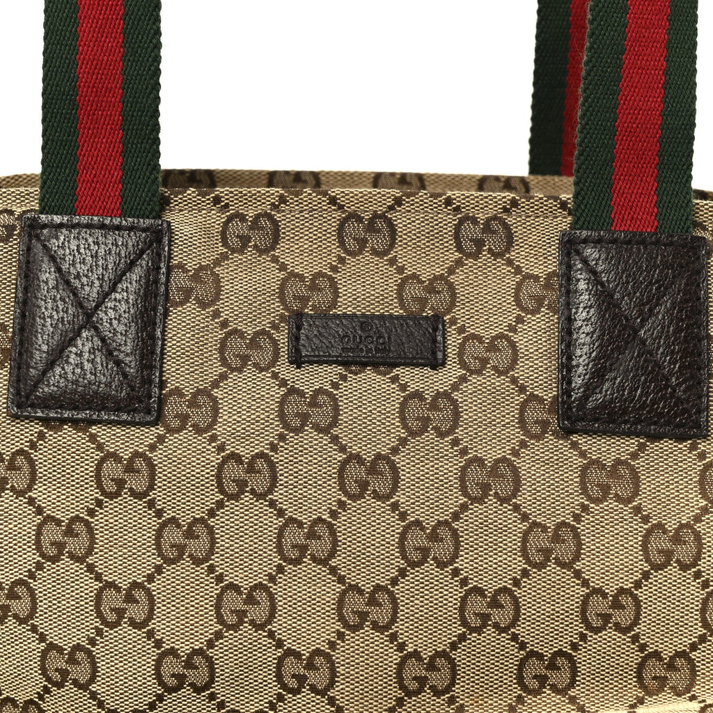 Gucci GG Monogram Small Web Handle Bucket Tote Dark Brown